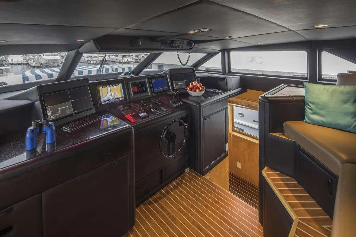 a room with many computers and electronic equipment aboard ISLAND VIBE Yacht for Sale