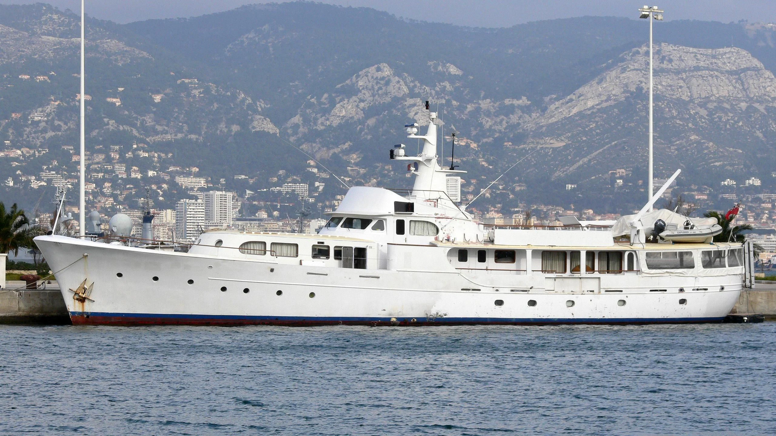 a large white boat in the water aboard LADY JERSEY Yacht for Charter