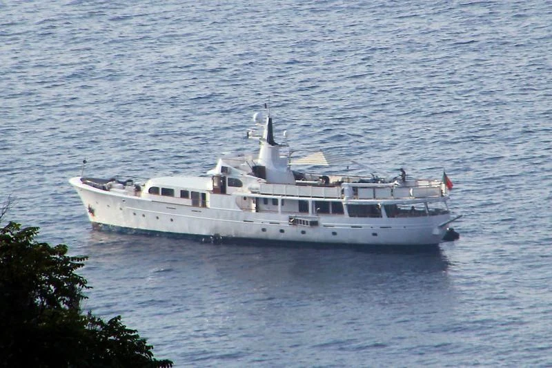 a white boat in the water aboard LADY JERSEY Yacht for Charter