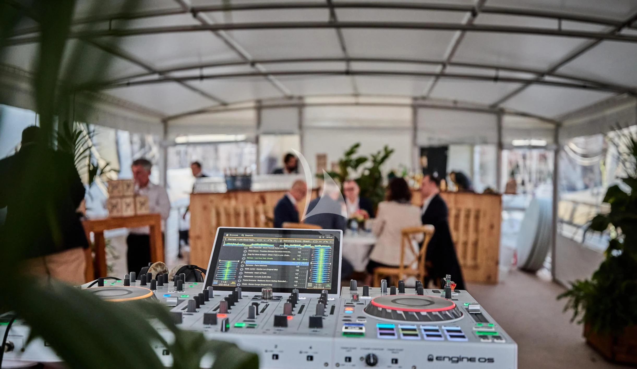a group of people sitting at a table aboard LADY JERSEY Yacht for Charter