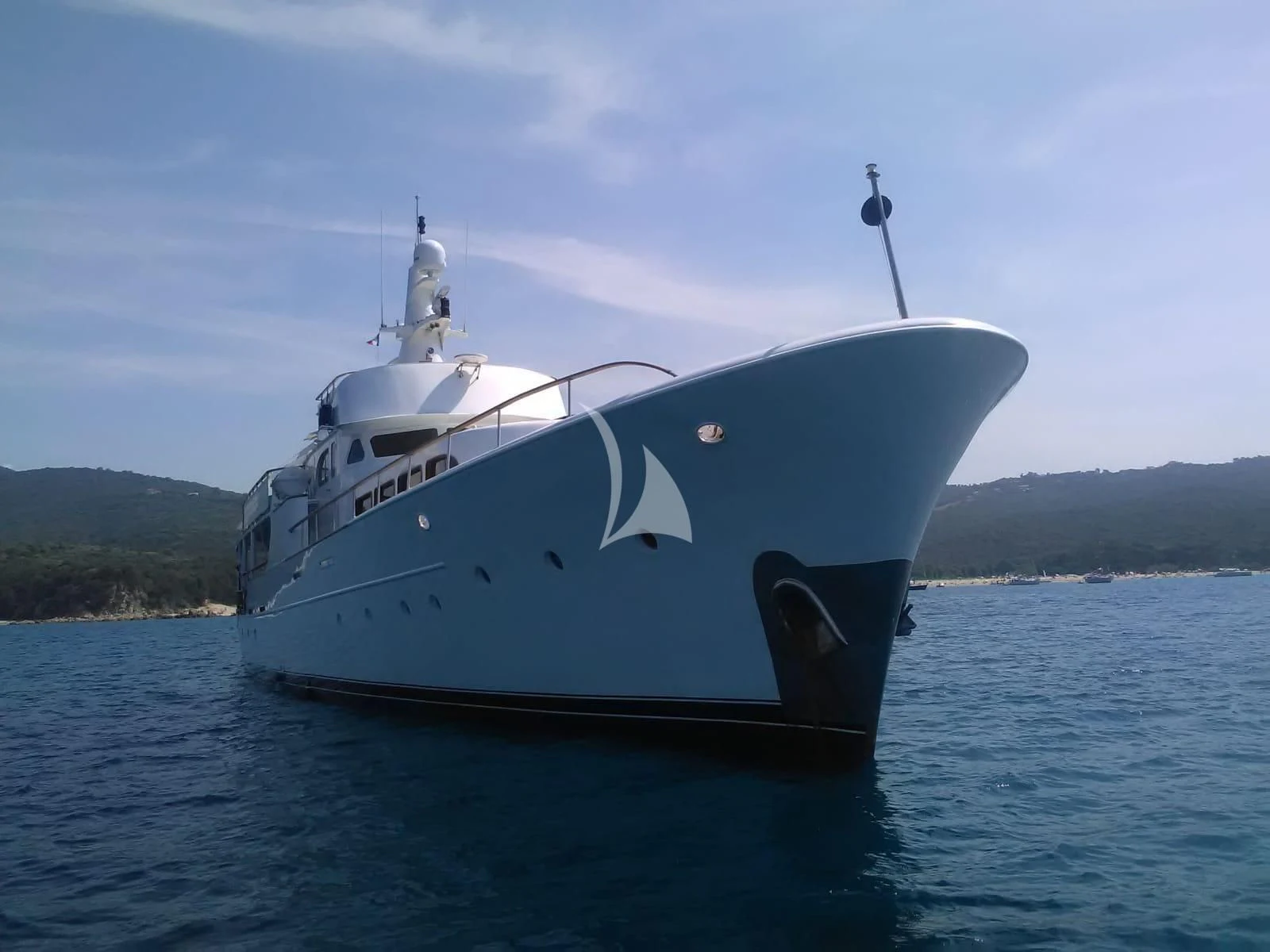 a boat in the water aboard LADY JERSEY Yacht for Charter