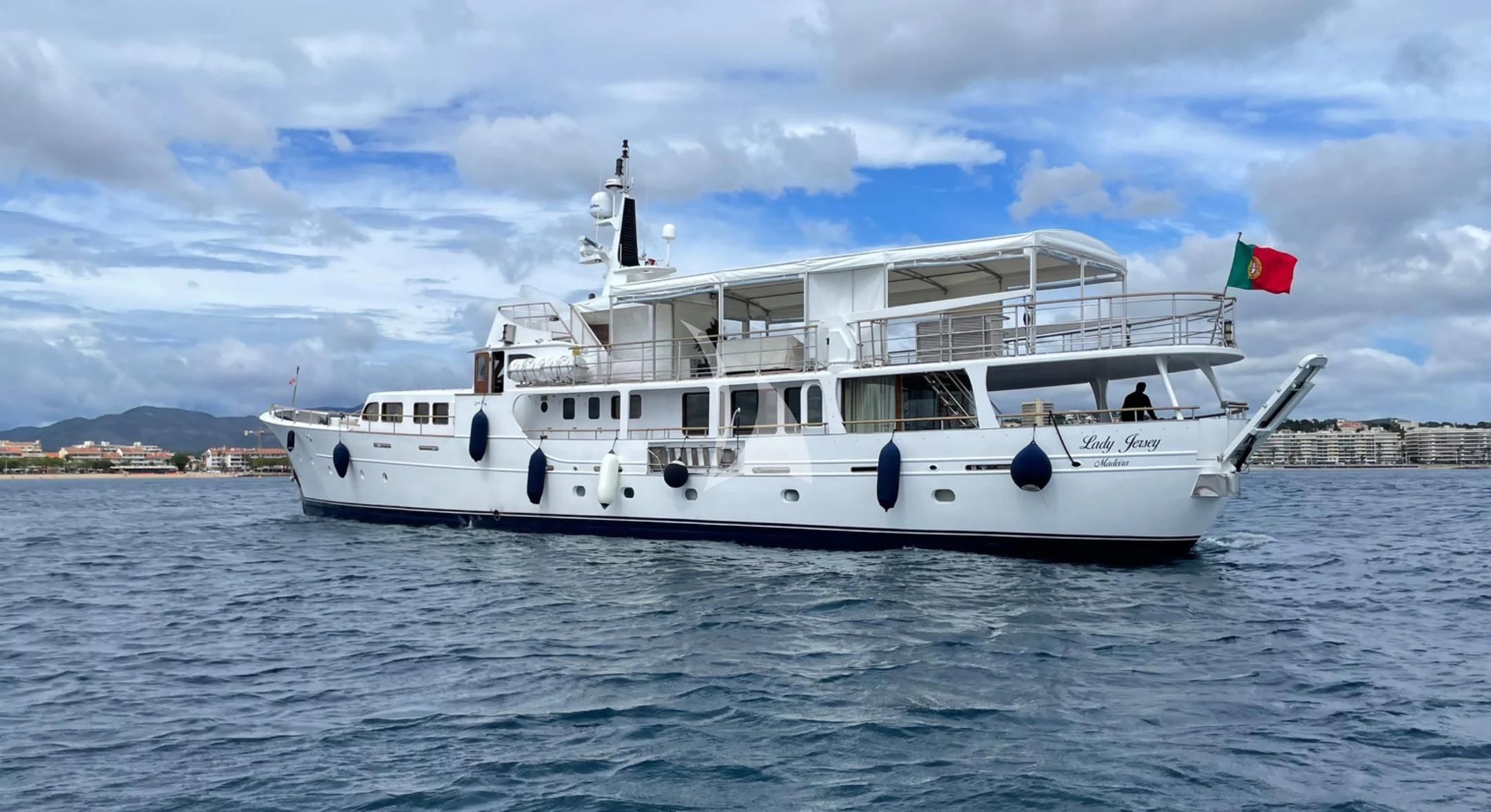a boat on the water aboard LADY JERSEY Yacht for Charter