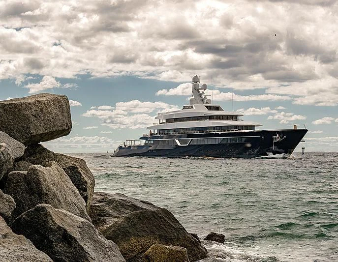 a cruise ship in the water aboard LONIAN Yacht for Sale