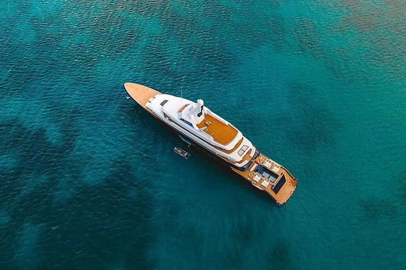 a gold and silver guitar aboard LONIAN Yacht for Sale