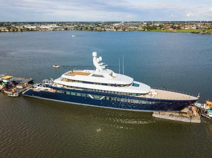 a large ship in the water aboard LONIAN Yacht for Sale