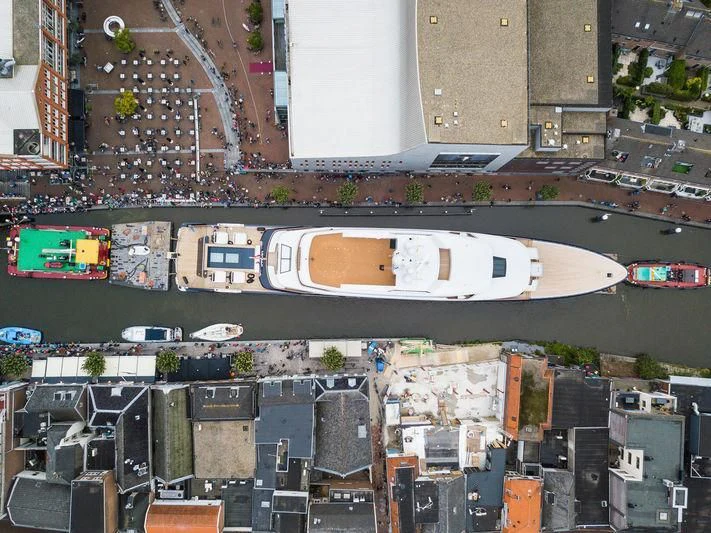 a high angle view of a city aboard LONIAN Yacht for Sale