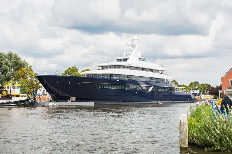 a large ship docked aboard LONIAN Yacht for Sale
