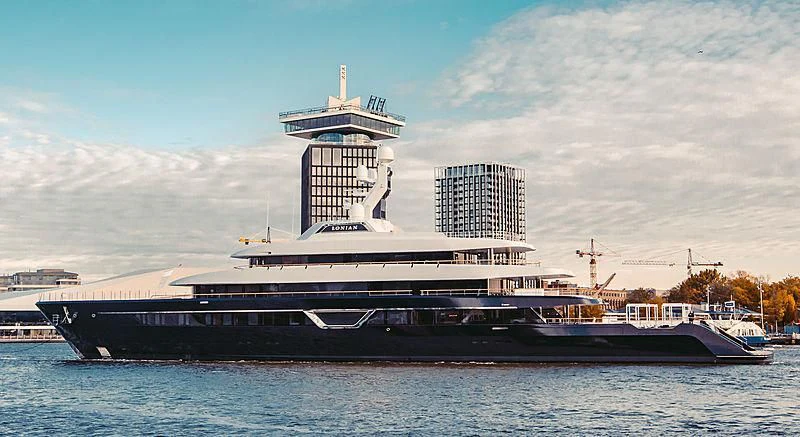 a large ship in the water aboard LONIAN Yacht for Sale