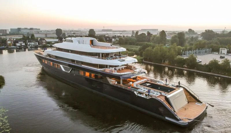 a large ship in a body of water aboard LONIAN Yacht for Sale