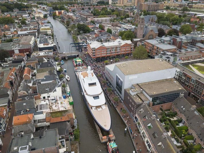a high angle view of a city aboard LONIAN Yacht for Sale