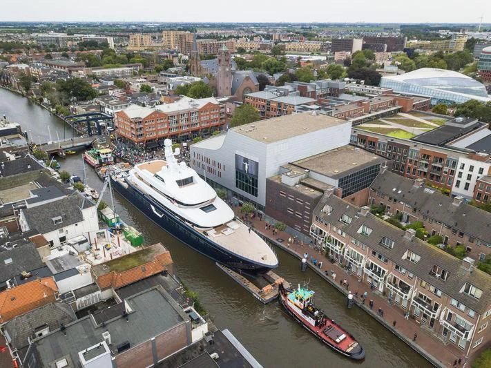 a high angle view of a city aboard LONIAN Yacht for Sale