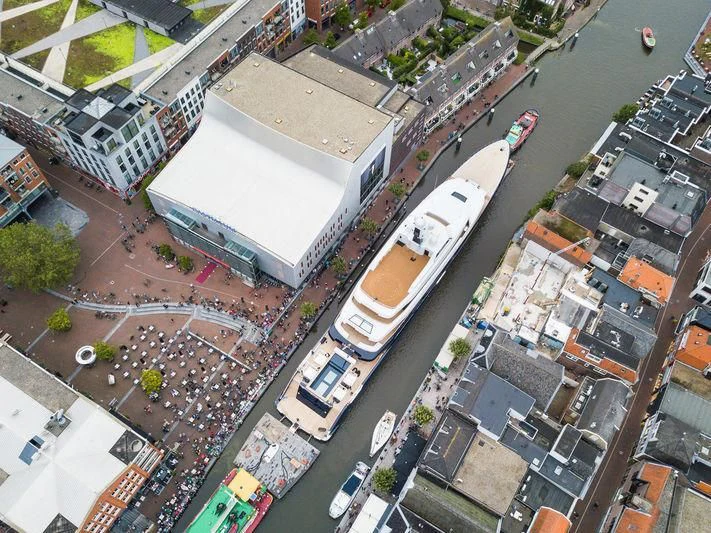 aerial view of a city aboard LONIAN Yacht for Sale