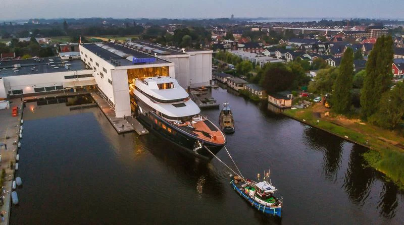 a group of boats on a river aboard LONIAN Yacht for Sale