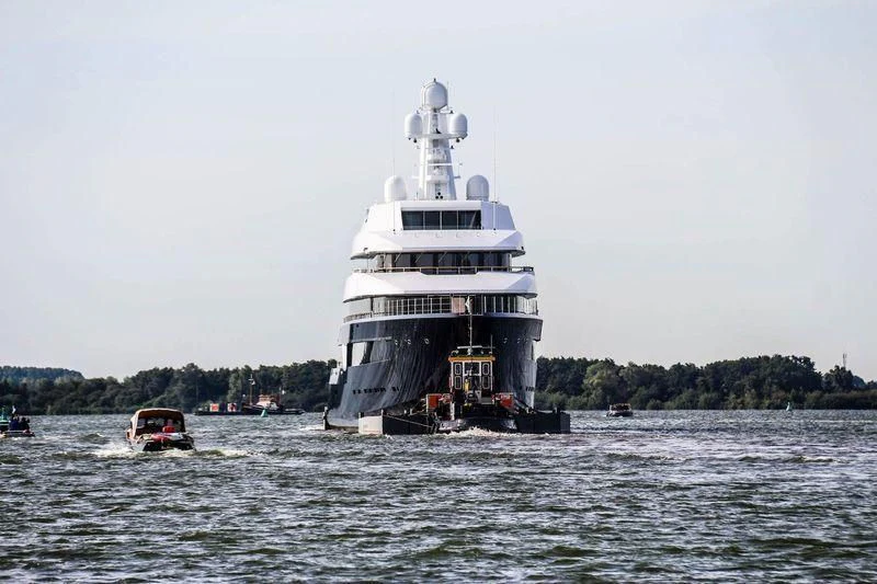 a large white ship in the water aboard LONIAN Yacht for Sale