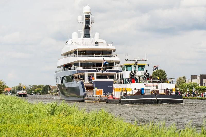 a large white ship aboard LONIAN Yacht for Sale