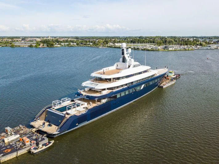 a large ship docked aboard LONIAN Yacht for Sale