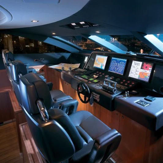 a control room with many monitors aboard CASINO ROYALE Yacht for Sale