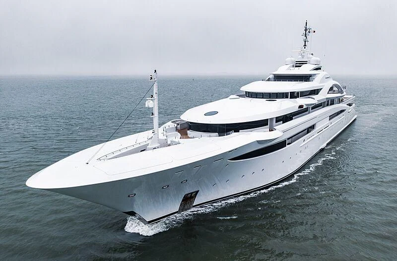 a large white yacht in the ocean aboard MARYAH Yacht for Sale