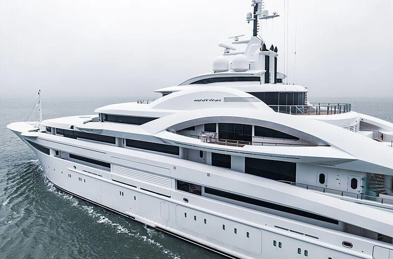a white yacht on water aboard MARYAH Yacht for Sale