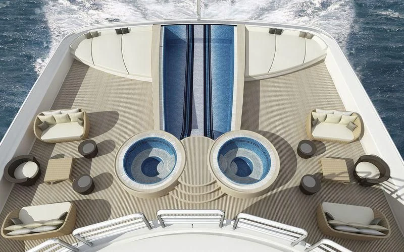 a boat with a large blue circle aboard MARYAH Yacht for Sale