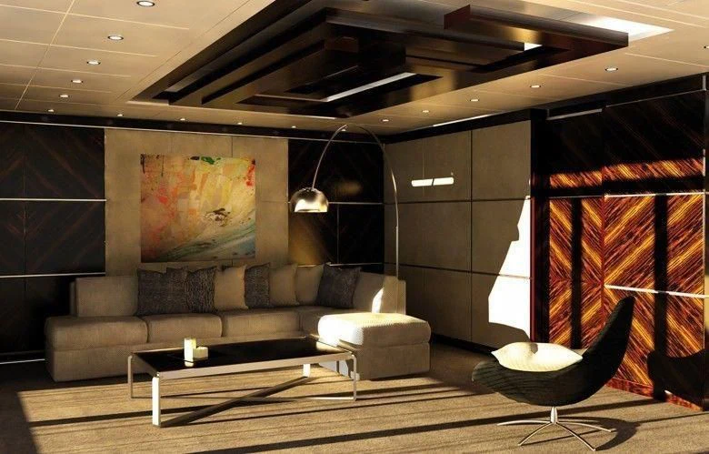 a room with a couch and a table aboard MARYAH Yacht for Sale