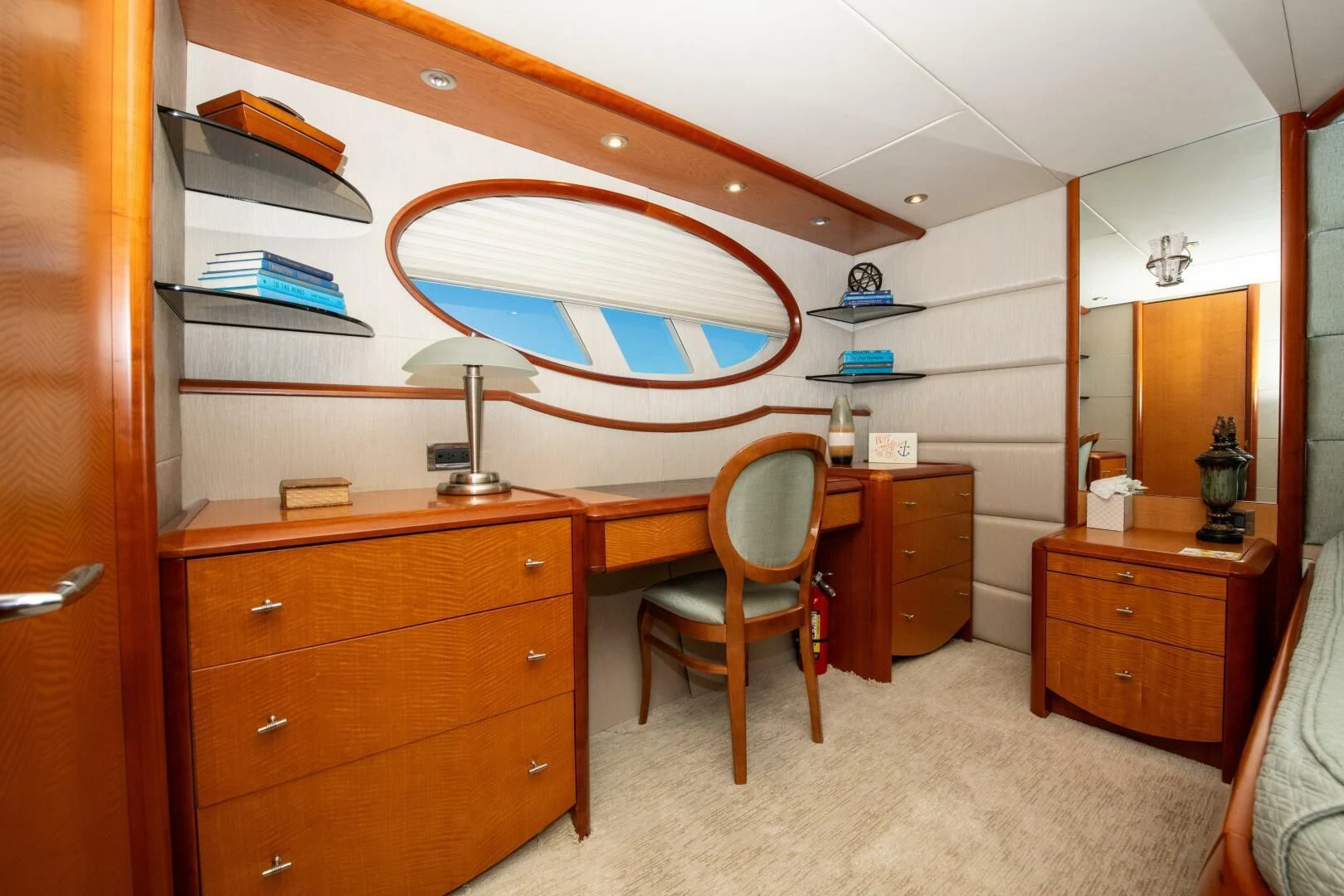 a room with a desk and a chair aboard STARFIRE Yacht for Sale