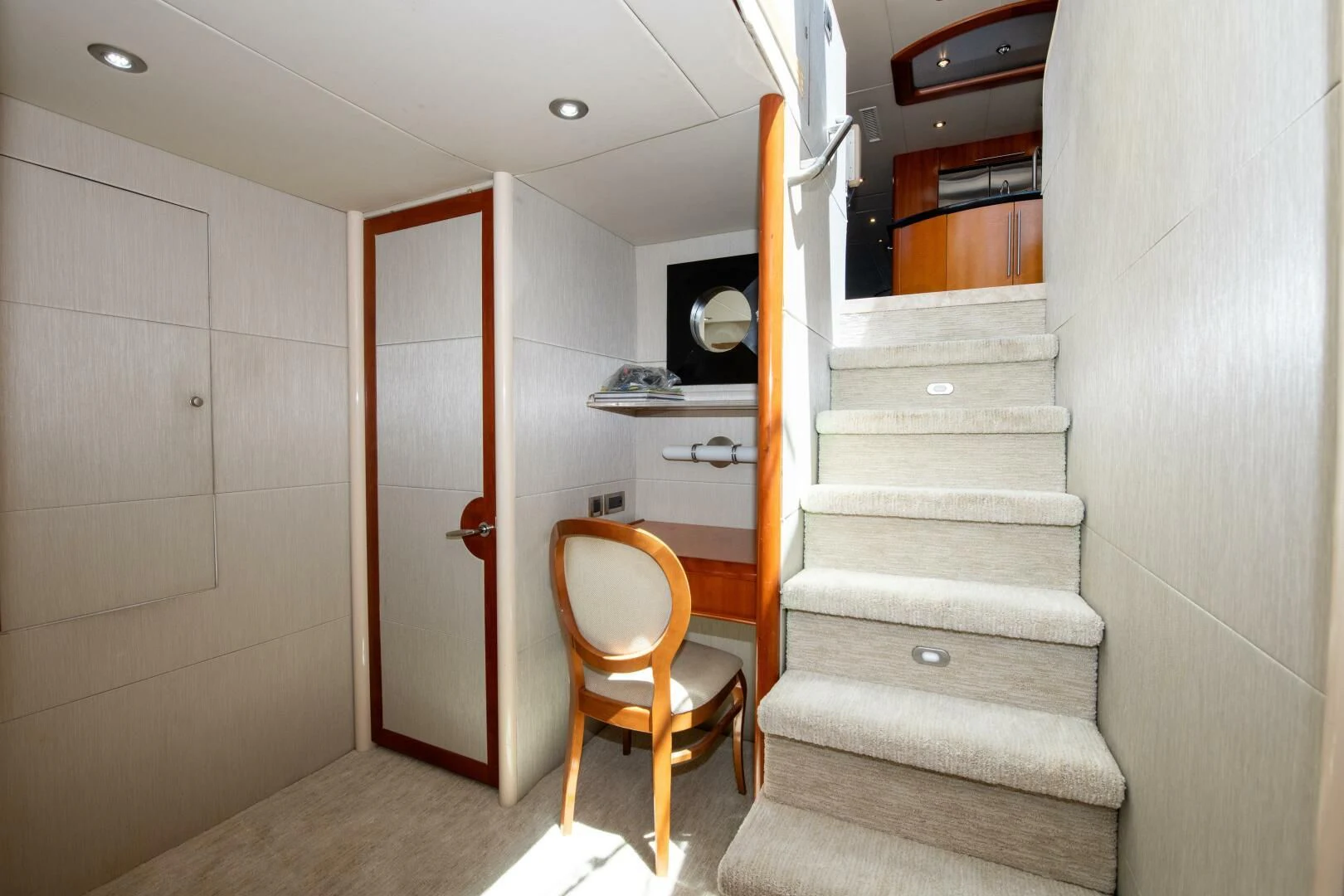 a staircase leading to a room aboard STARFIRE Yacht for Sale