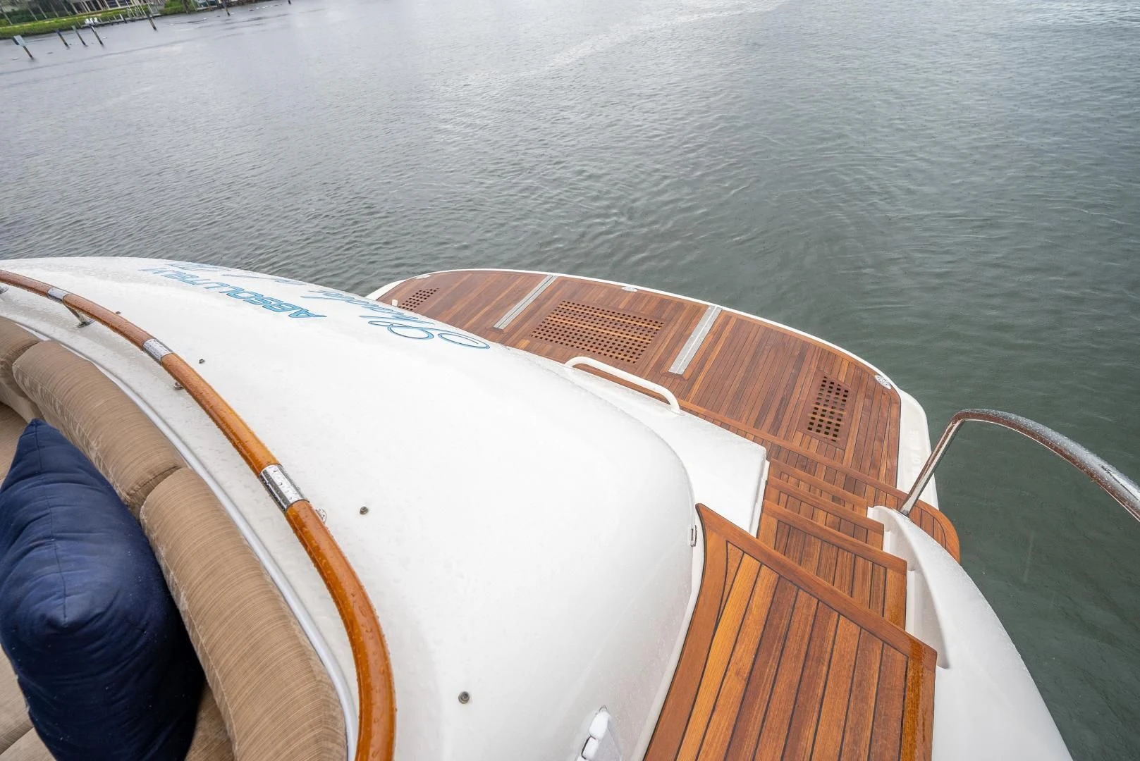 a wooden boat with a wooden paddle aboard STARFIRE Yacht for Sale