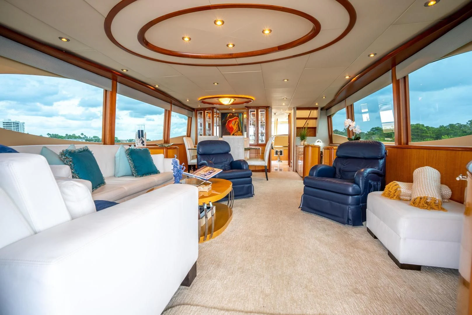 inside of a car aboard STARFIRE Yacht for Sale