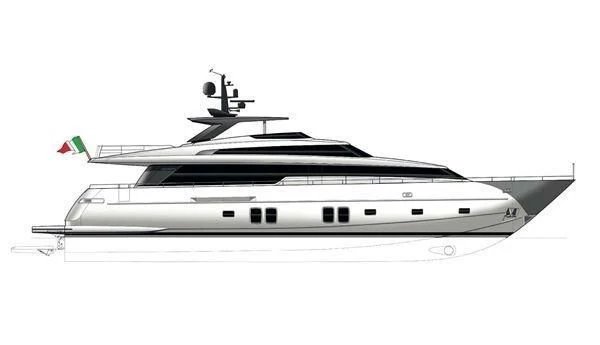 a white and black boat aboard FRIDAY Yacht for Sale