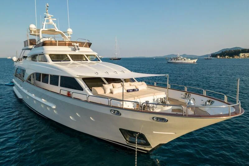 a large white yacht in the water aboard ENDLESS SUMMER Yacht for Sale