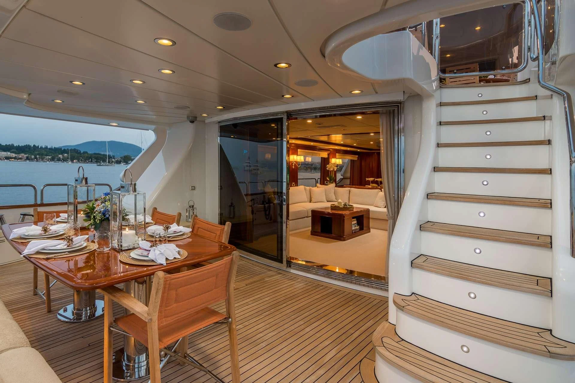 a room with a table and chairs aboard ENDLESS SUMMER Yacht for Sale