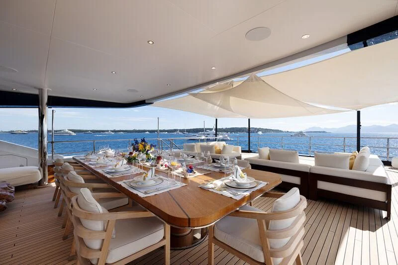 a table set for a meal aboard ZAZOU Yacht for Sale