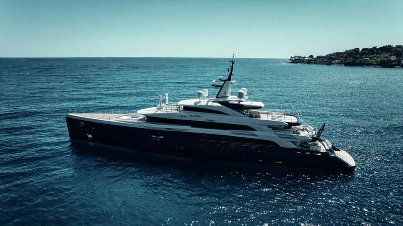 a large boat in the water aboard ZAZOU Yacht for Sale