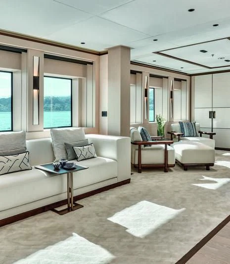 a living room with a couch and a table aboard ZAZOU Yacht for Sale