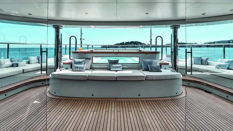a boat on a deck aboard ZAZOU Yacht for Sale