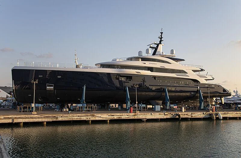 a large ship docked aboard ZAZOU Yacht for Sale