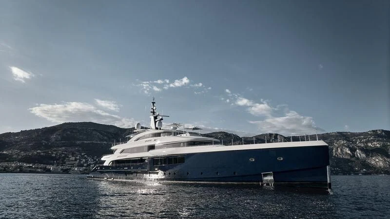 a large boat on the water aboard ZAZOU Yacht for Sale