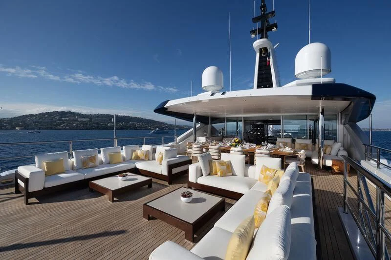 a boat on a deck aboard ZAZOU Yacht for Sale