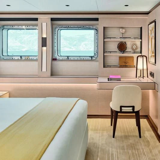 a room with a table and chairs aboard ZAZOU Yacht for Sale