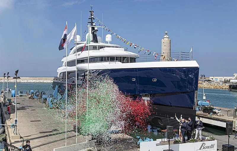 a large ship with flags aboard ZAZOU Yacht for Sale