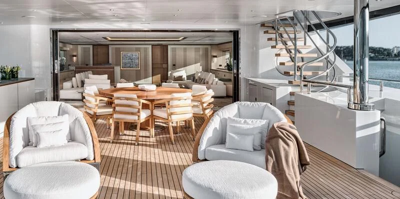 a room with a couch and chairs aboard ZAZOU Yacht for Sale