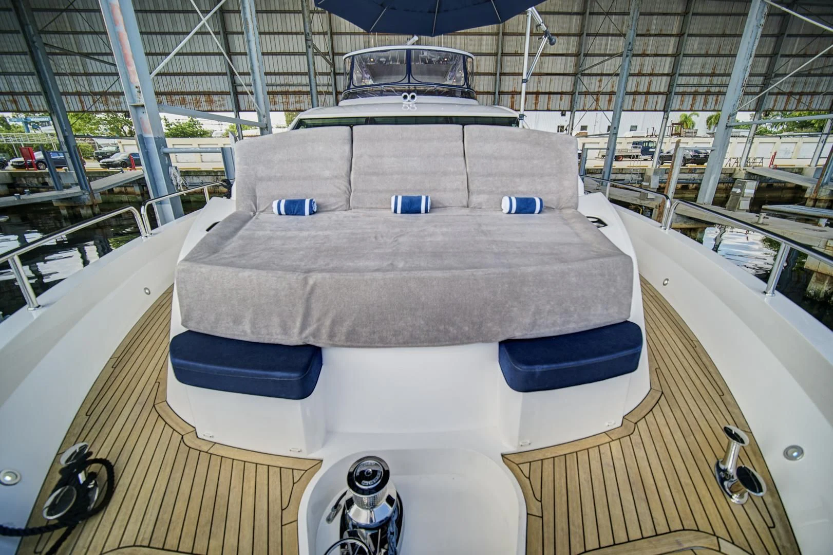 a large bed in a warehouse aboard 'S NOON SOMEWHERE Yacht for Sale