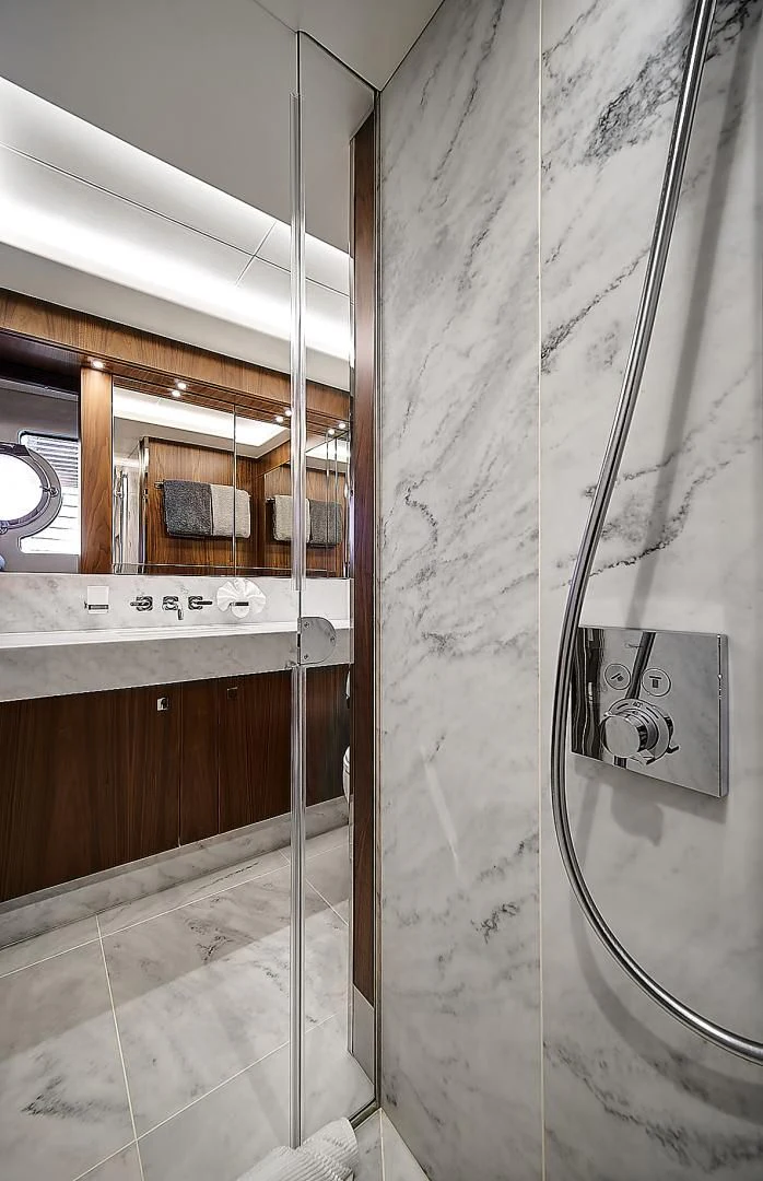a shower unit in a bathroom aboard 'S NOON SOMEWHERE Yacht for Sale
