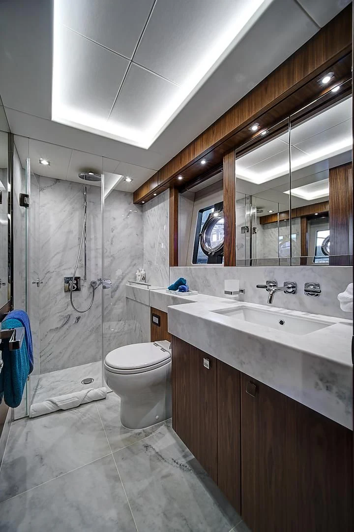 a bathroom with a sink and a toilet aboard 'S NOON SOMEWHERE Yacht for Sale