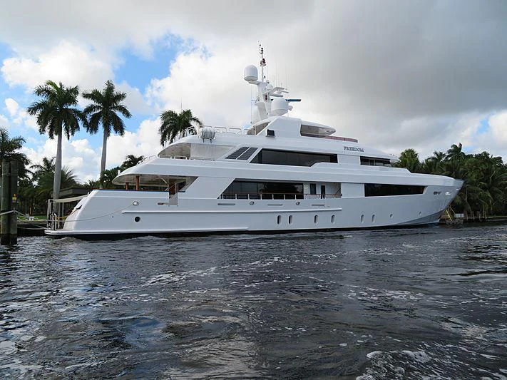 a white yacht on the water aboard VALHALLA Yacht for Sale