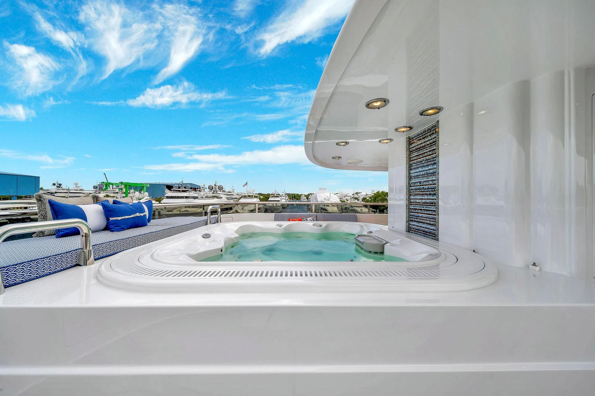 a large white building with a pool aboard VALHALLA Yacht for Sale