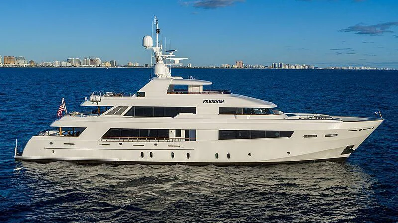 a large white yacht in the water aboard VALHALLA Yacht for Sale
