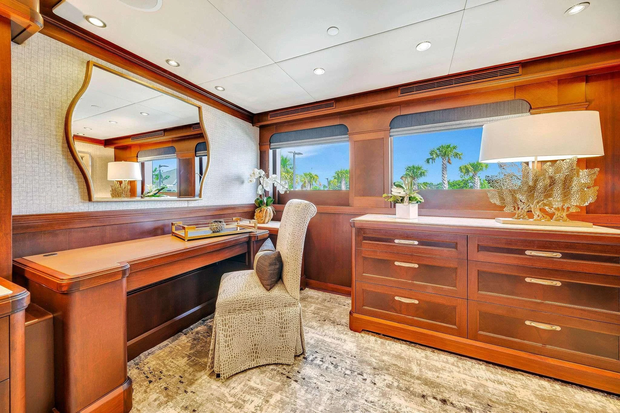 a room with a desk and a chair aboard VALHALLA Yacht for Sale