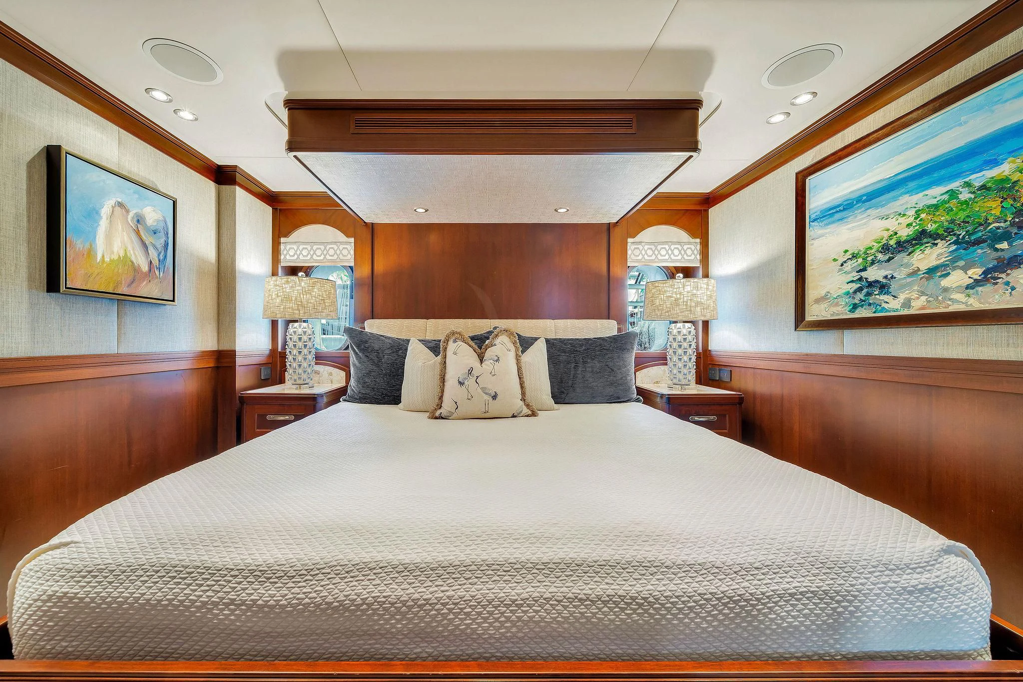 a bed with a large bed aboard VALHALLA Yacht for Sale
